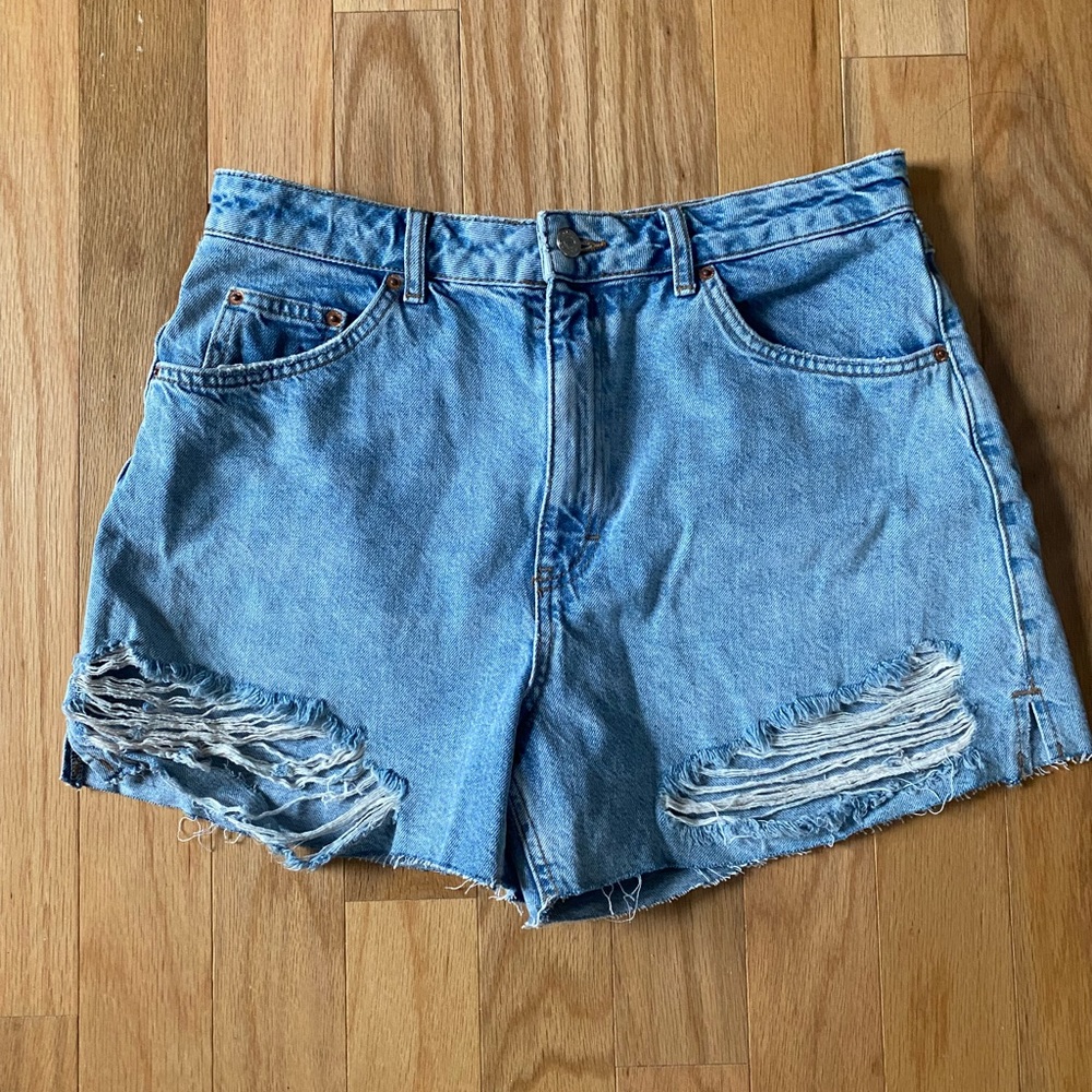 TopShop Split Super Rip Denim Shorts